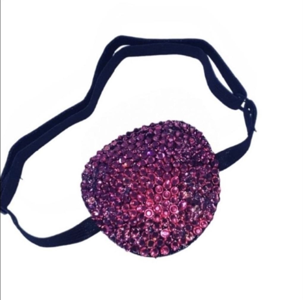 Fuchsia Pink Crystal Diamond Padded Eye Patch