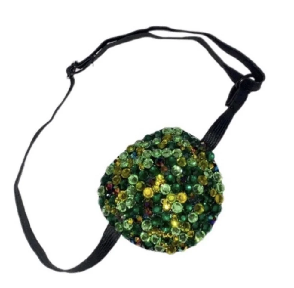 Emerald & Peridot Green Crystal  Padded Eye Patch