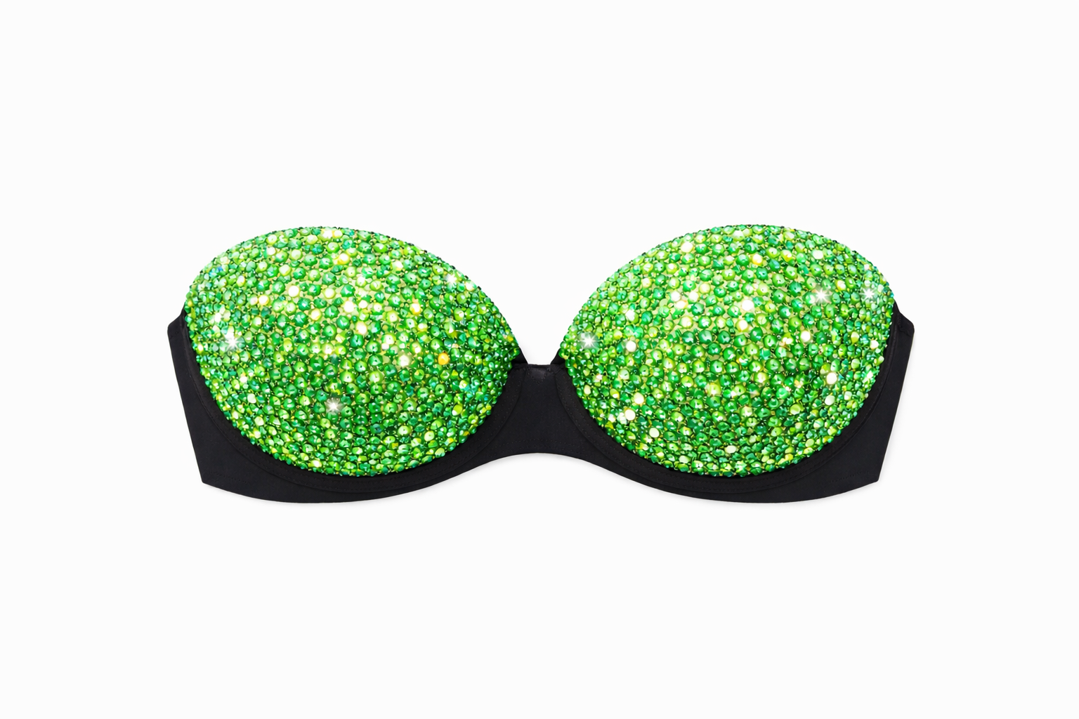 Peridot Green AB Iridescent Crystals Bra Top