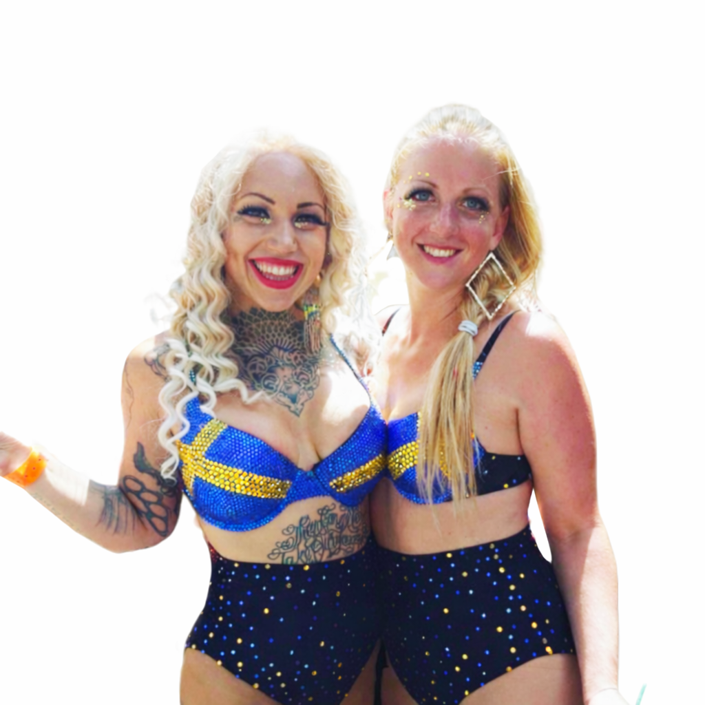 Sapphire Blue & Yellow Crystal Swedish Flag Bra Top