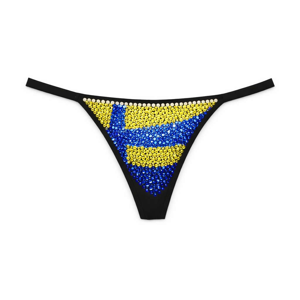 Sapphire Blue & Yellow Crystal Swedish Flag Pantie