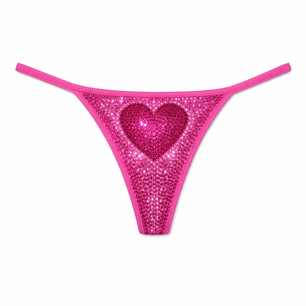 Rose Pink Single Heart Crystal Pantie