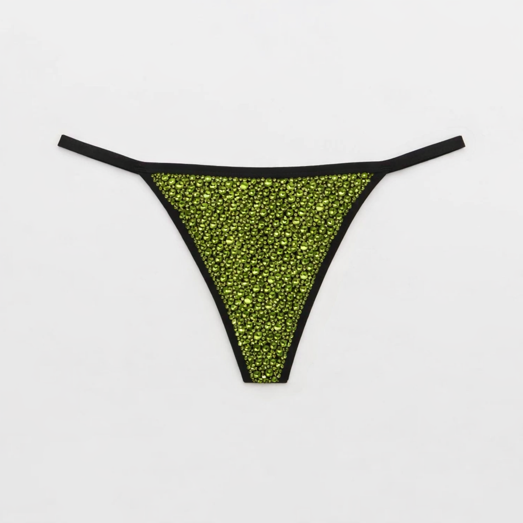 Olive Green Crystal Pantie