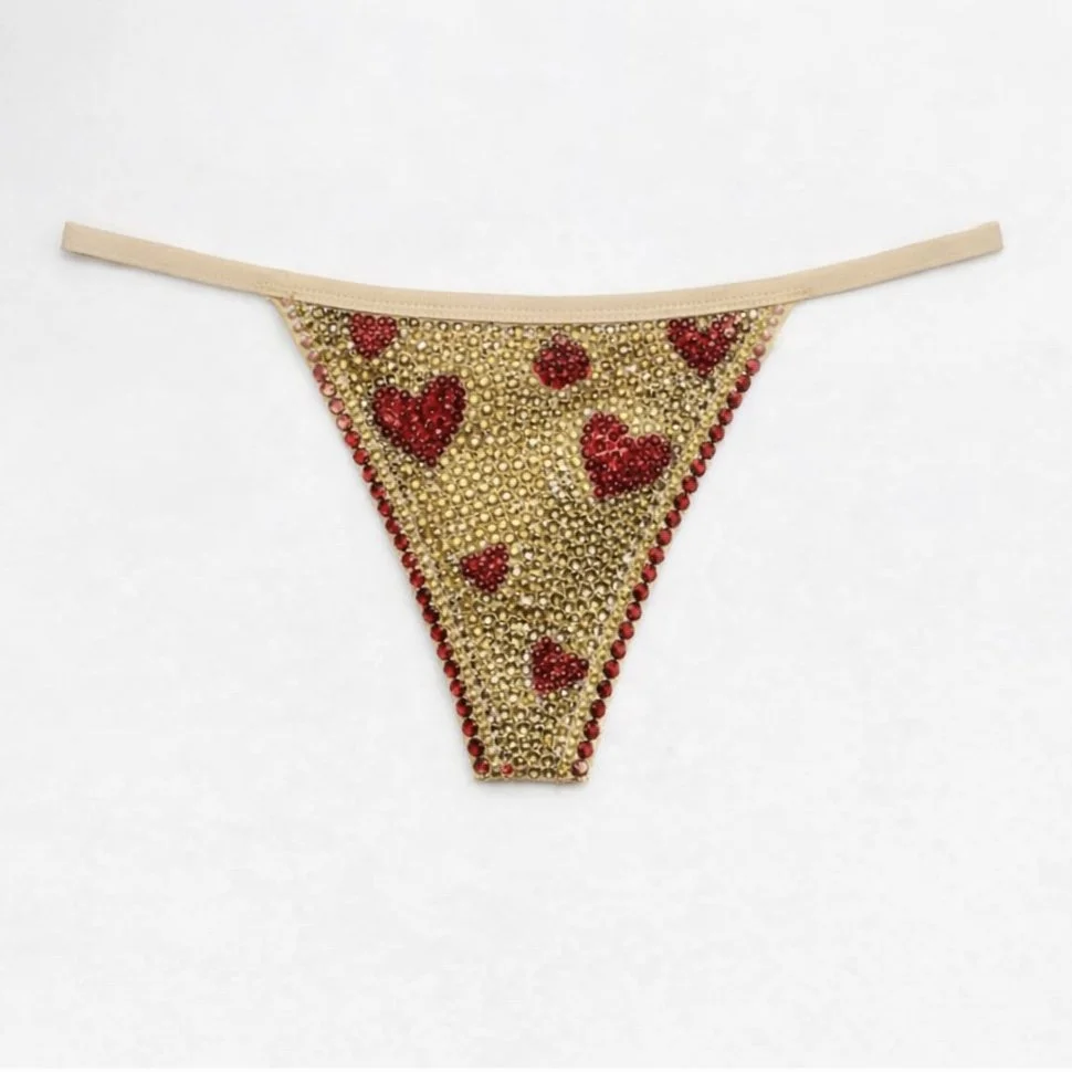 Gold & Red Hearts Crystal Pantie