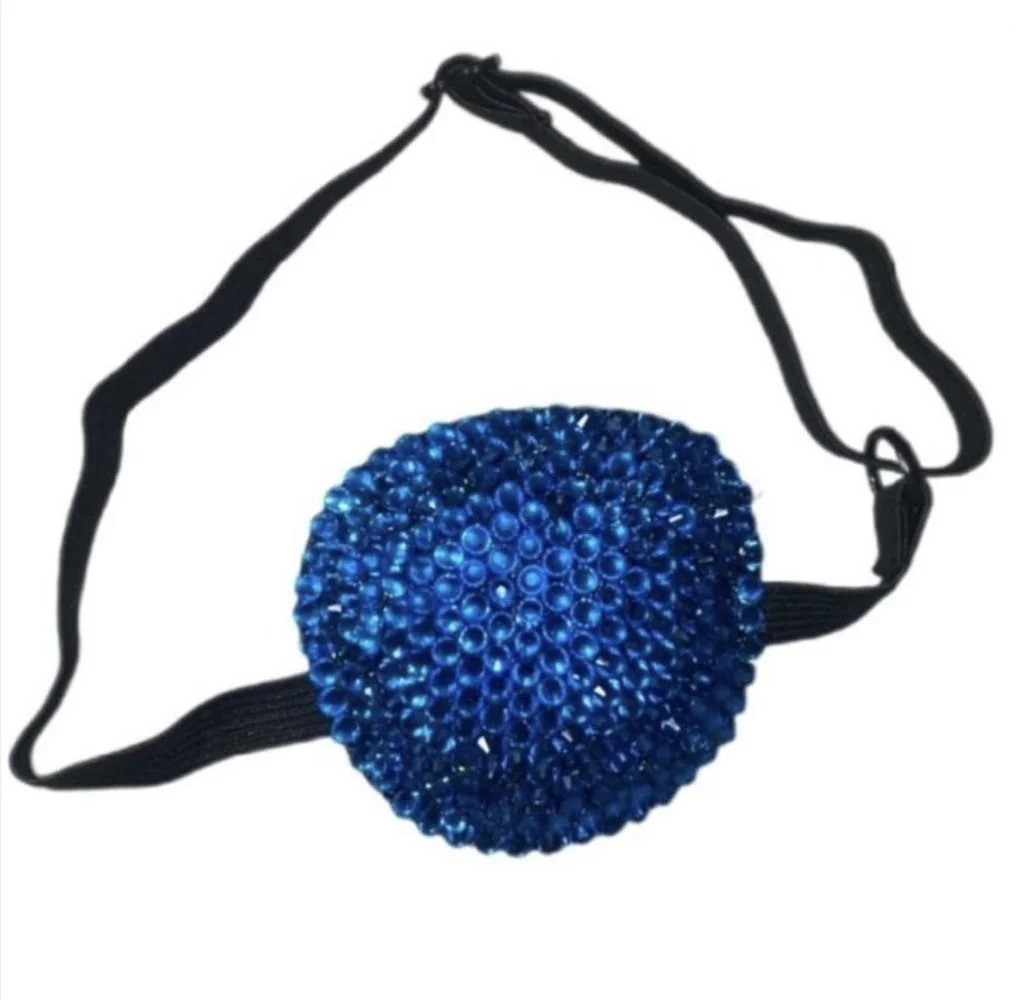Capri Blue Crystal Diamond Padded Eye Patch