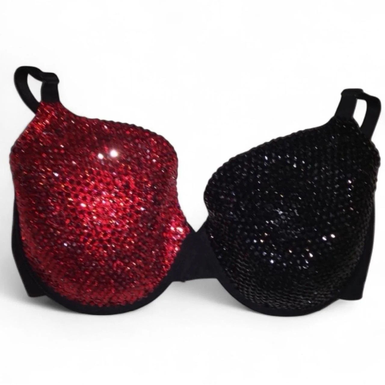 Siam Red & Jet Black Crystal Duet Bra Top