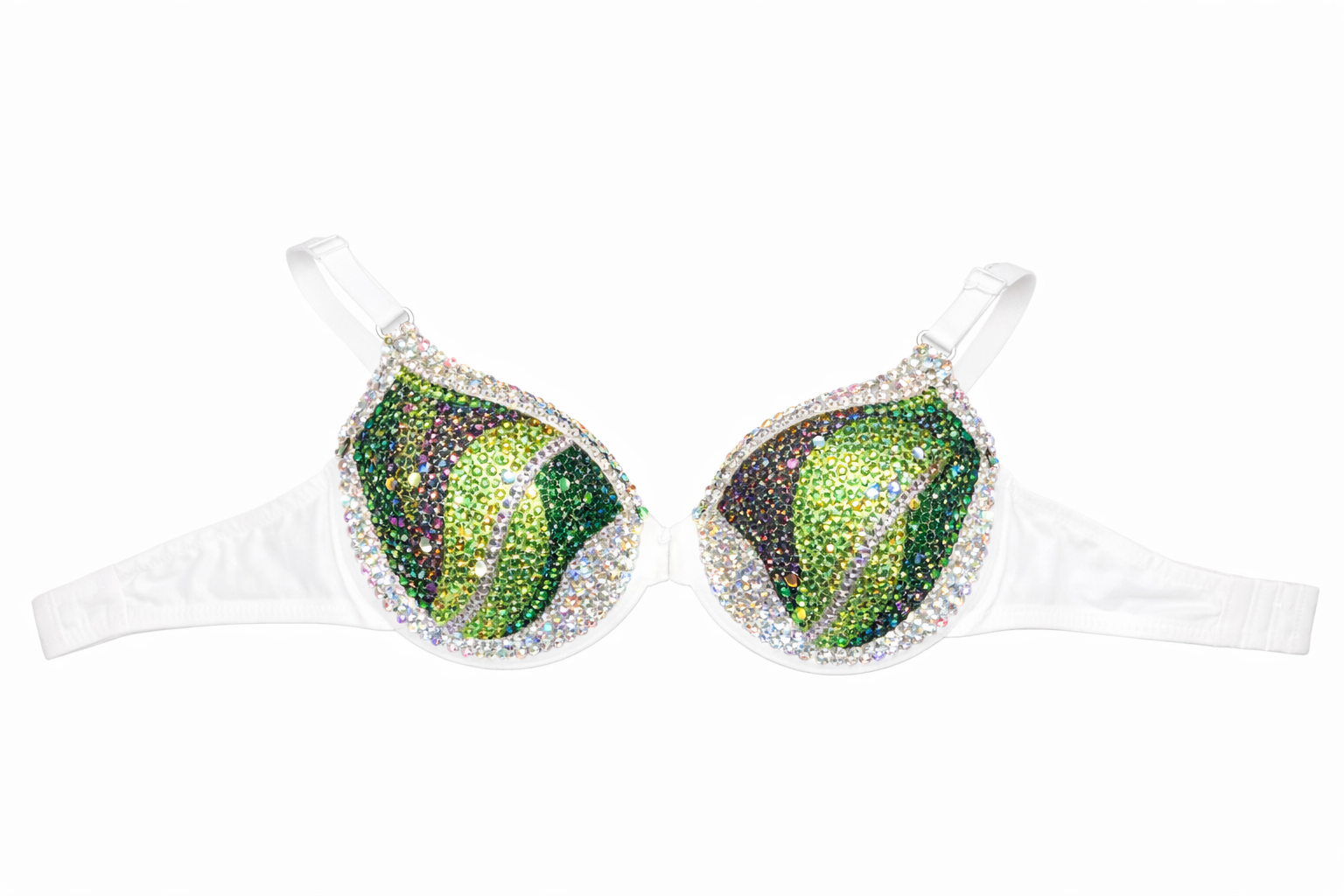 Emerald Green Purple Peridot Green & Crystal Bra Top