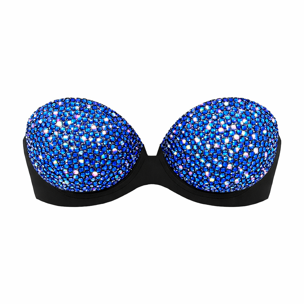 Sapphire Blue AB Crystal Bra Top