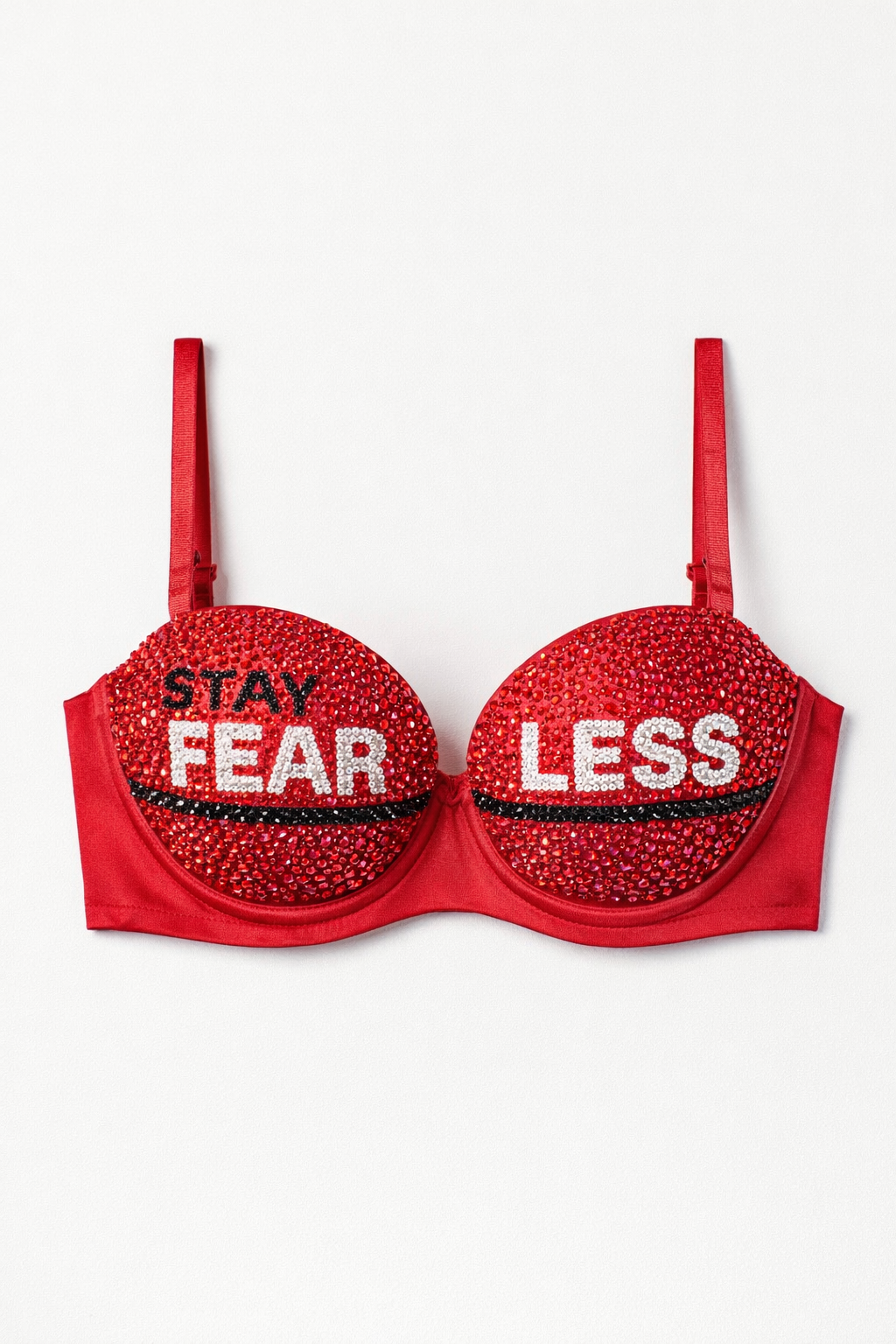 Siam Red Crystal Diamond & Jet Black Stay Fearless Bra Top