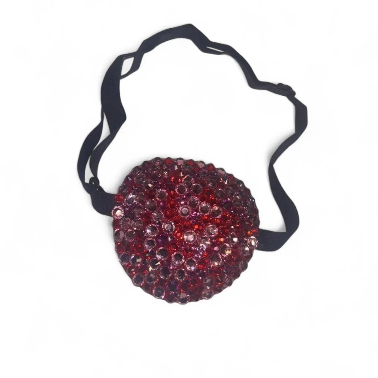 Light Rose Pink & Siam Red Crystal Diamond Padded Eye Patch