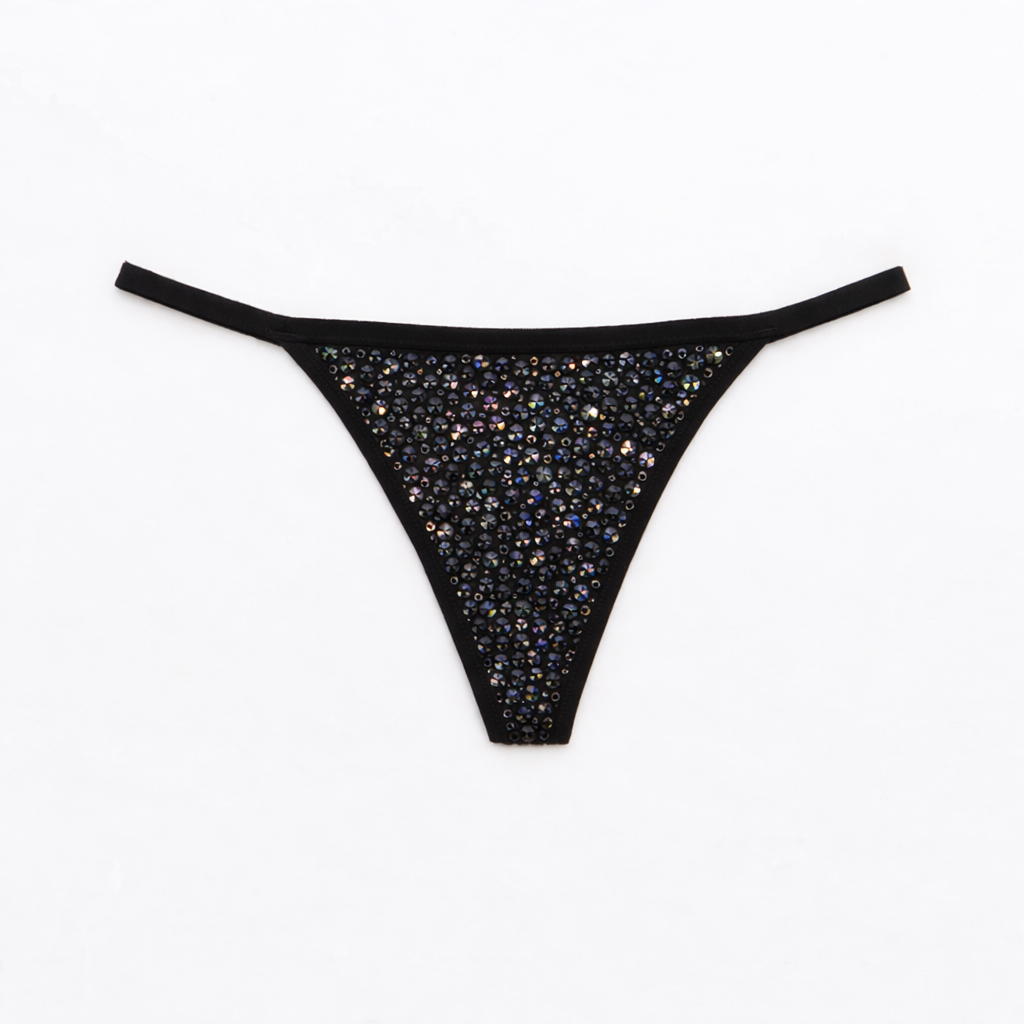 Jet Black AB Iridescent Crystal Pantie