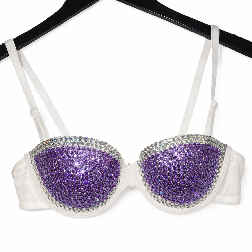 Lilac Purple & Crystal Diamond  Bra Top