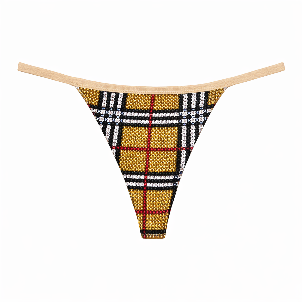 Topaz Gold & Red Plaid Crystal Pantie