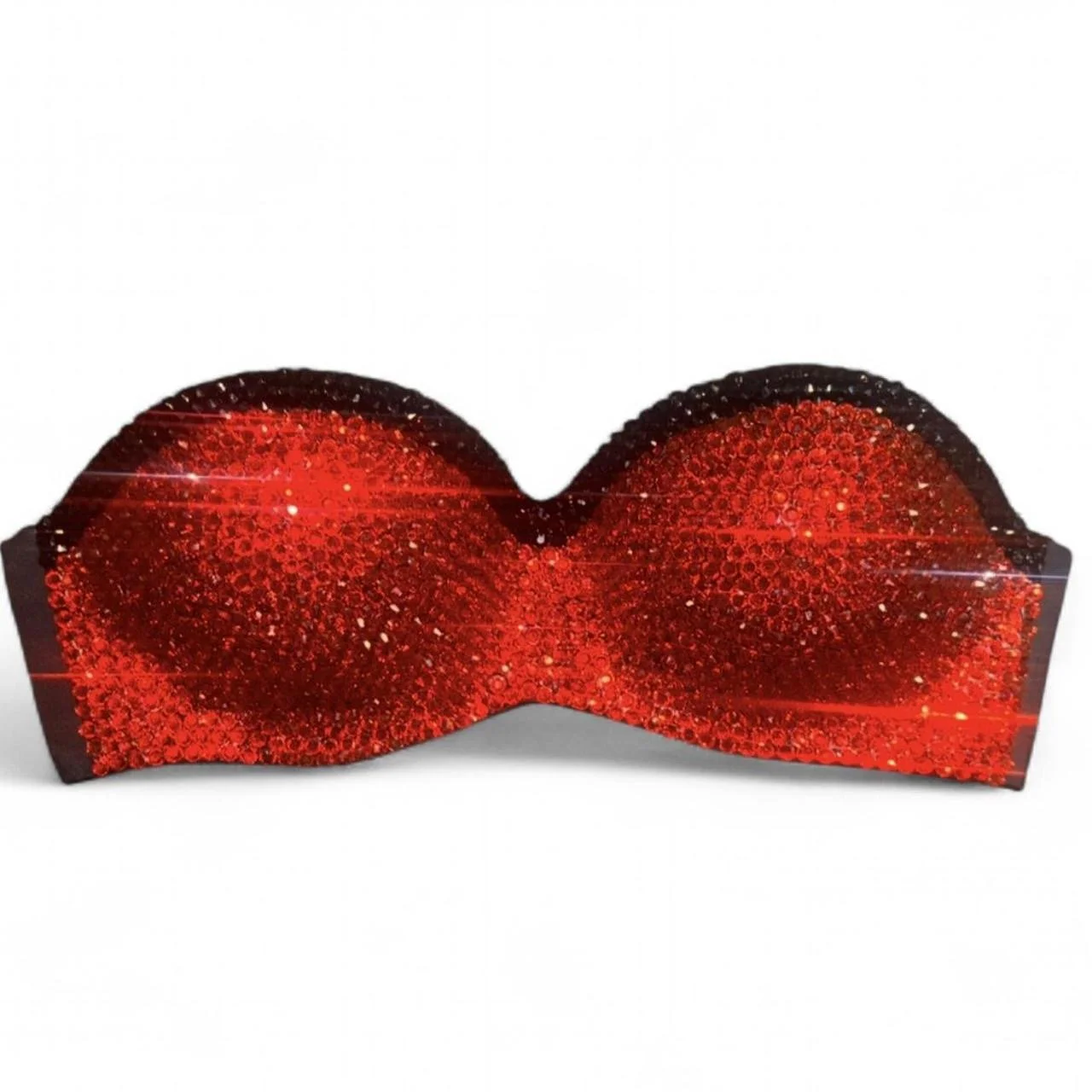 Siam Red & Jet Black Crystal Diamond Bra Top