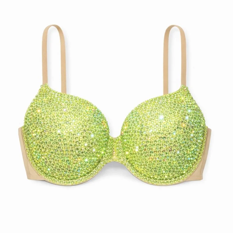 Lime Green AB Rhinestone Crystals Bra Top