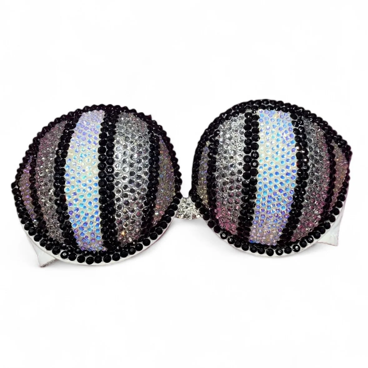 Jet Black Luminous &  Crystal Pinstripe Bra Top