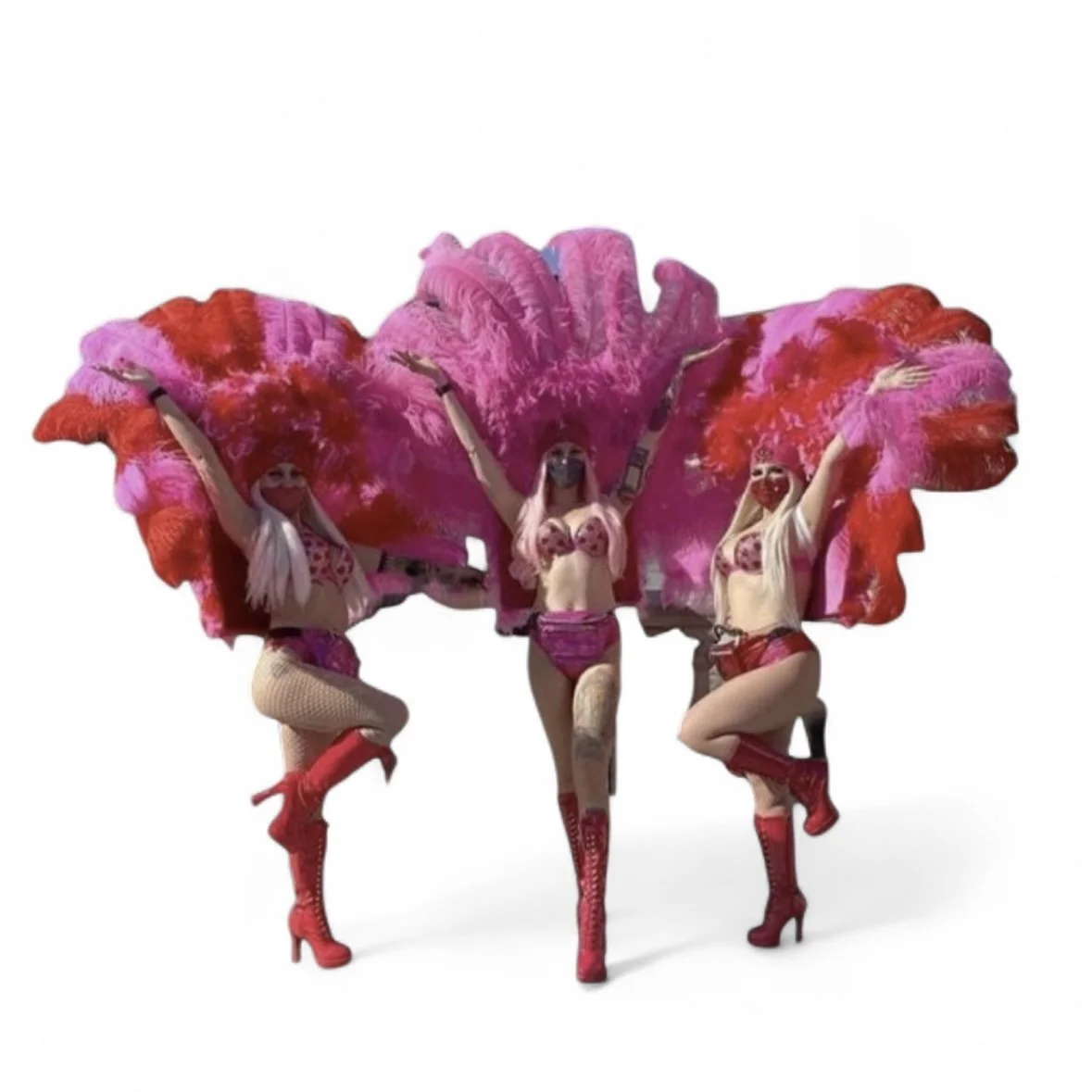 Rose Pink & Siam Red Crystal Hearts Bra Top