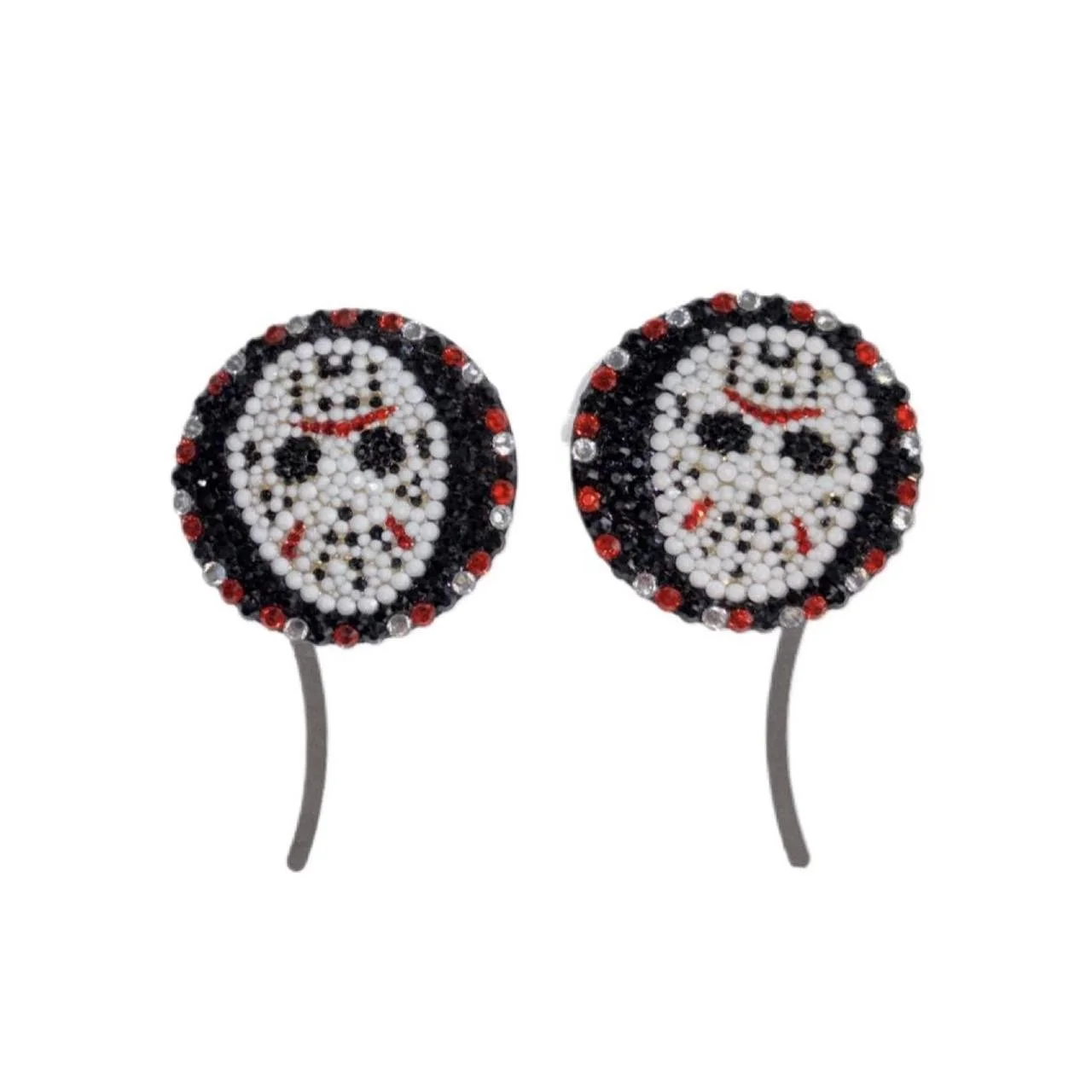 Black Red & White  Jason Mask Crystal Pasties