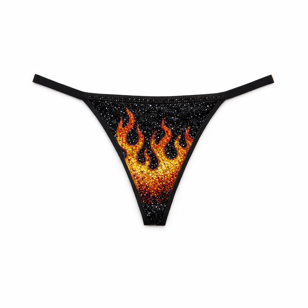 Flames Fire Design Siam Red Orange Yellow & Crystal Pantie