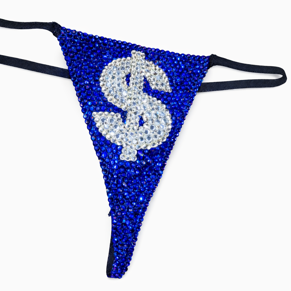 Sapphire Blue & Crystal Money Theme Pantie