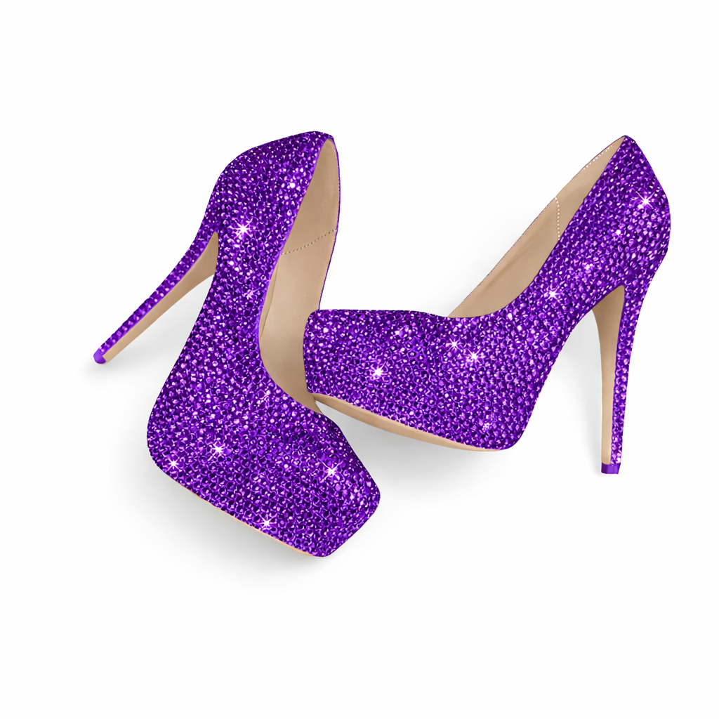 Purple Crystal Diamond Heels