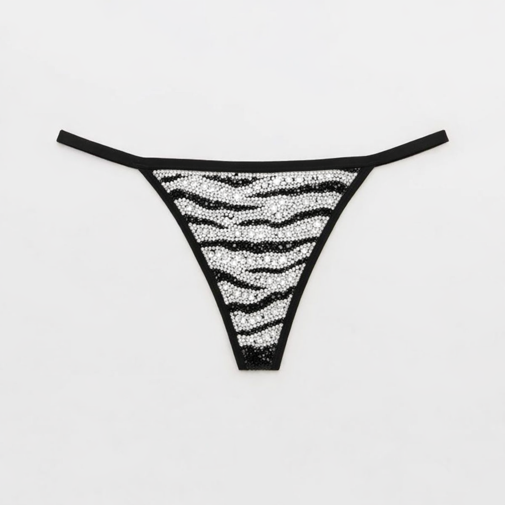 Zebra Print Design Crystal Pantie