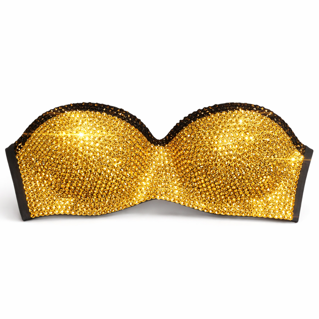 Gold & Jet Black Rhinestone Bra Top