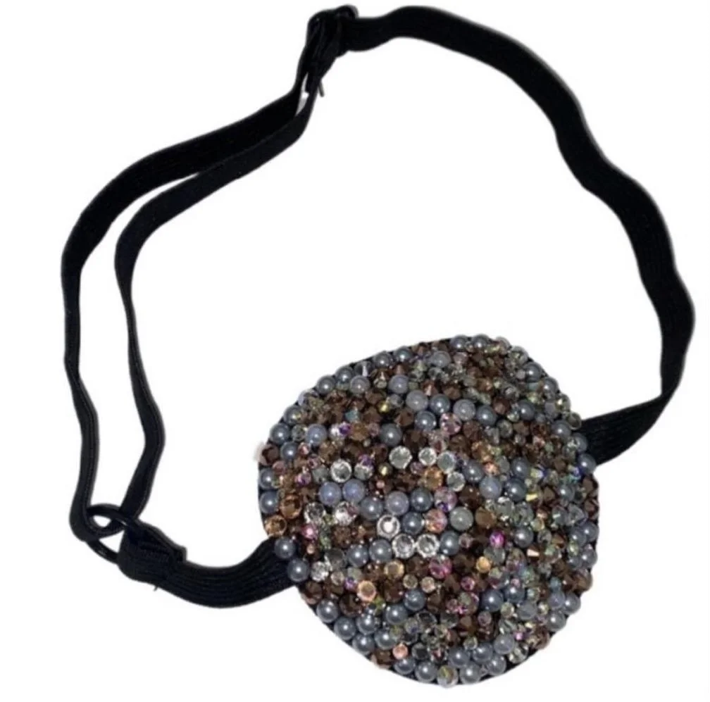 Crystal Topaz Gold & Pearls Padded Eye Patch