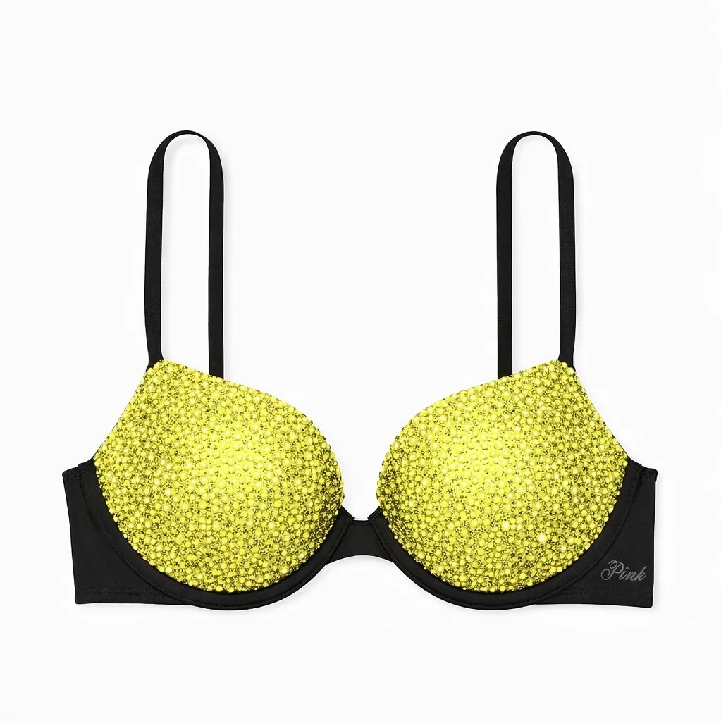 Yellow Rhinestone Crystal Bra Top