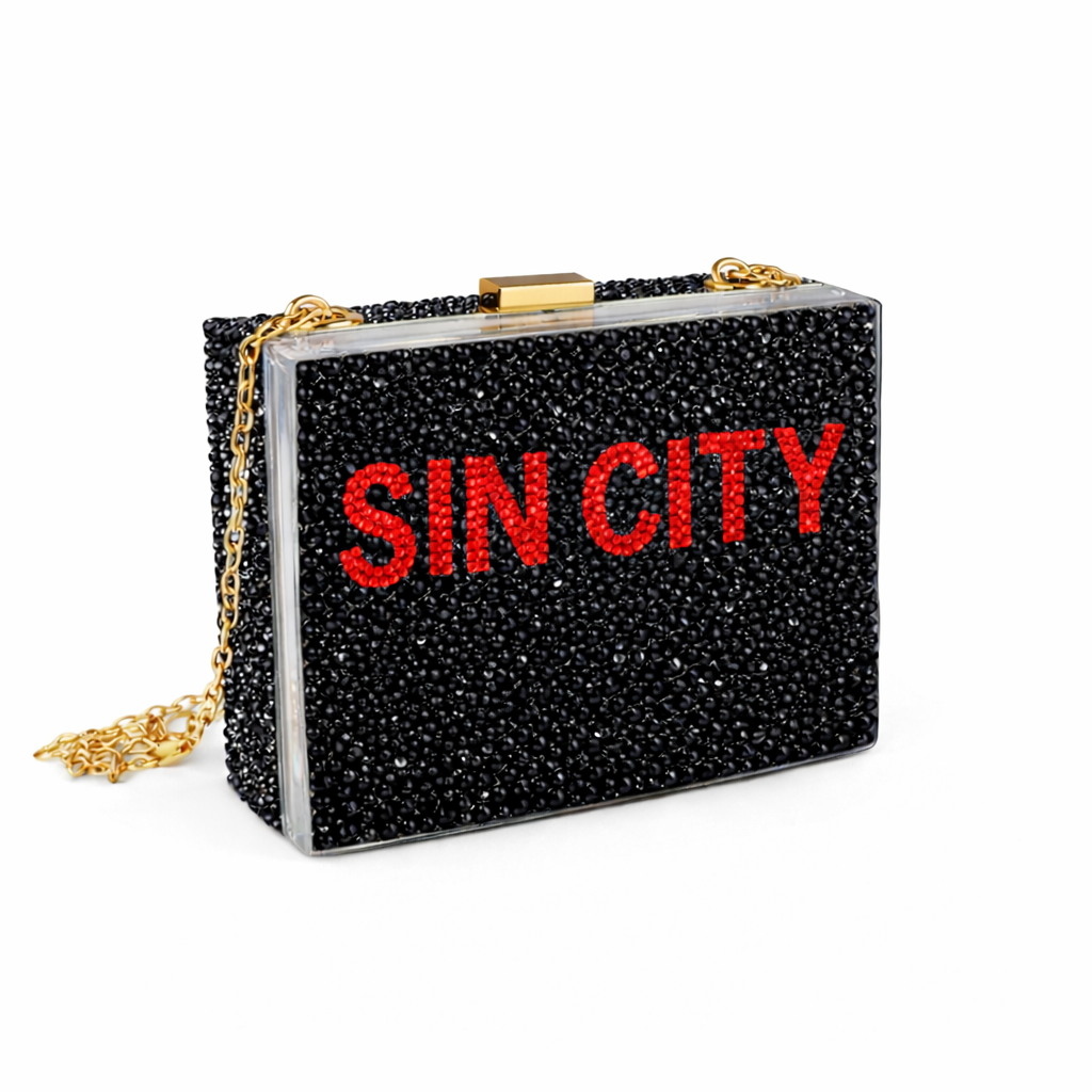 Luxe Crystal Sin City Acrylic Clutch Bag