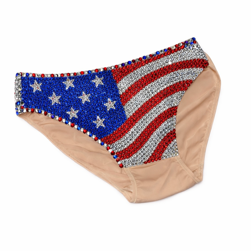 USA Siam Red Sapphire Blue & Crystals USA Flag Pantie