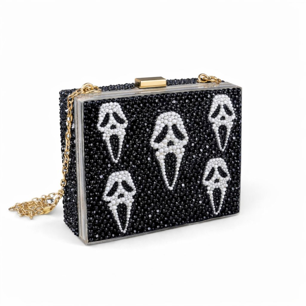 Luxe Crystal Ghost Face Acrylic Clutch Bag