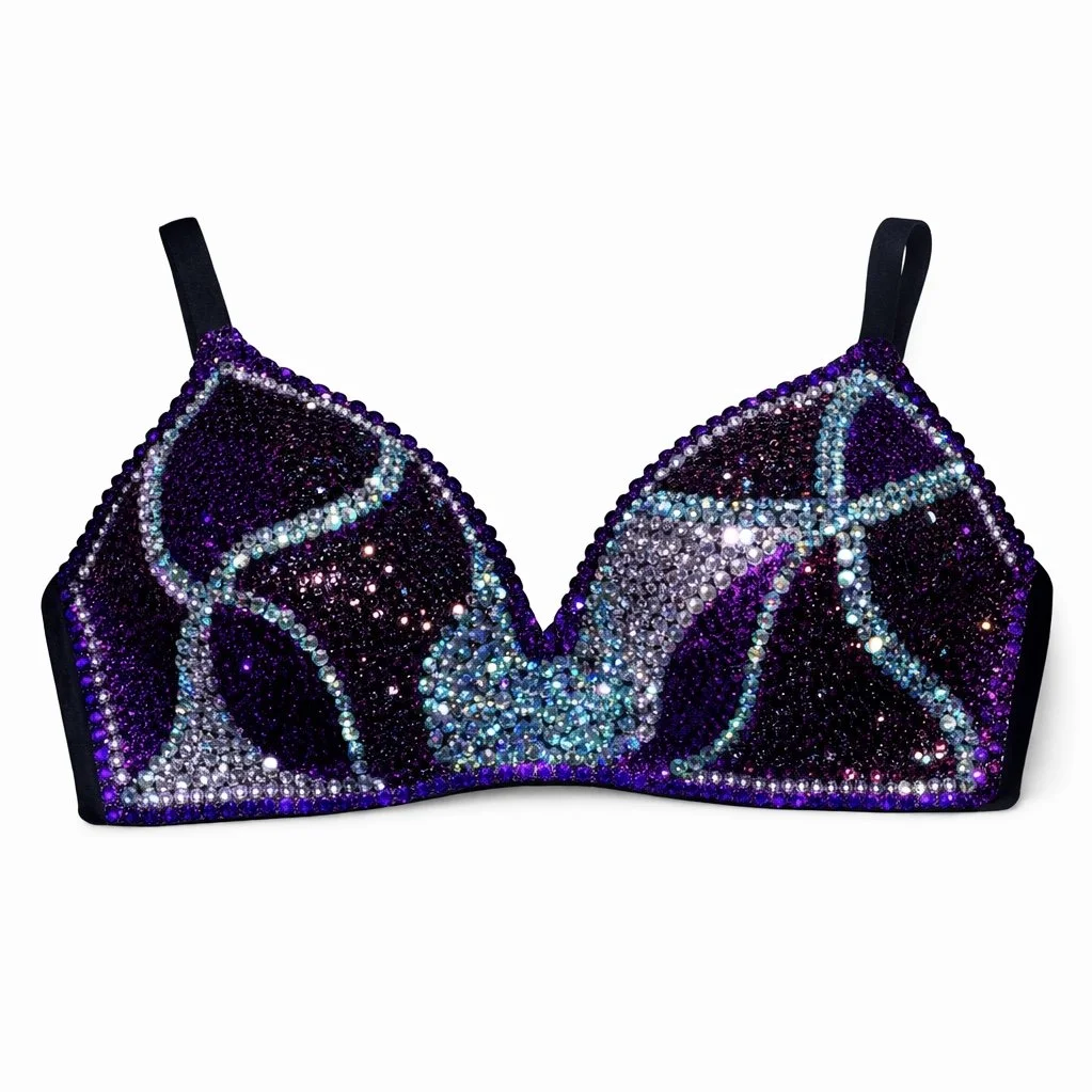 Purple Mix Swirls Crystal Bra Top