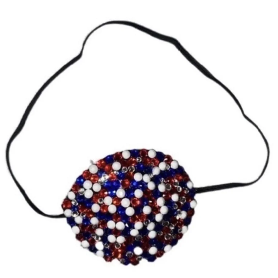 Sapphire Blue Siam Red White & Crystal Fancy Eye Patch