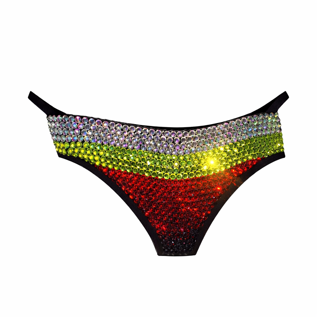 Orange Yellow & Crystal AB Iridescent SideStripe Crystal Pantie