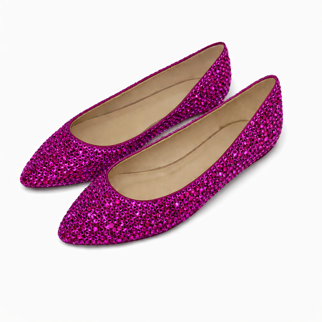 Fuchsia Pink Crystals Ballet Flat Shoes