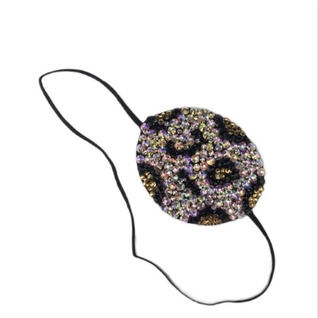Leopard Print Crystal AB Diamond Fancy Eye Patch