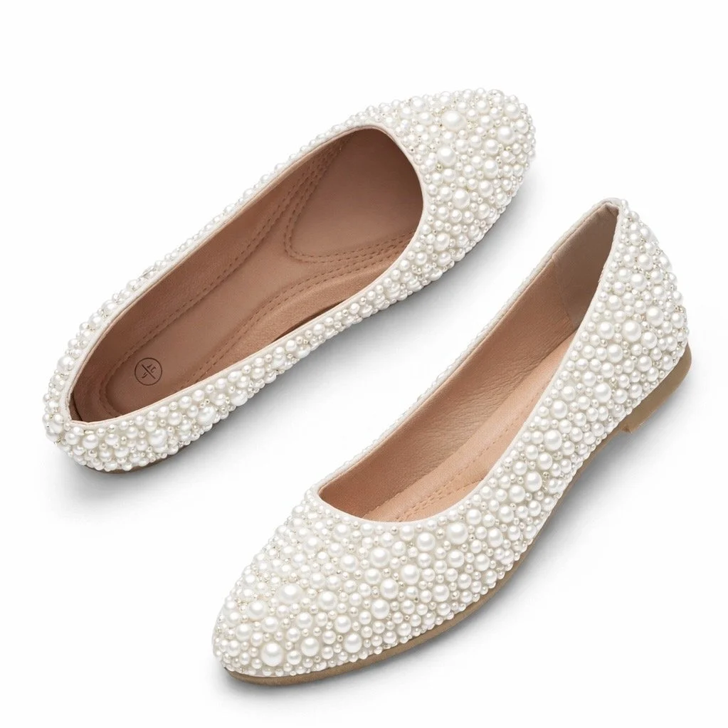White Pearls Ballet Flat Shoes