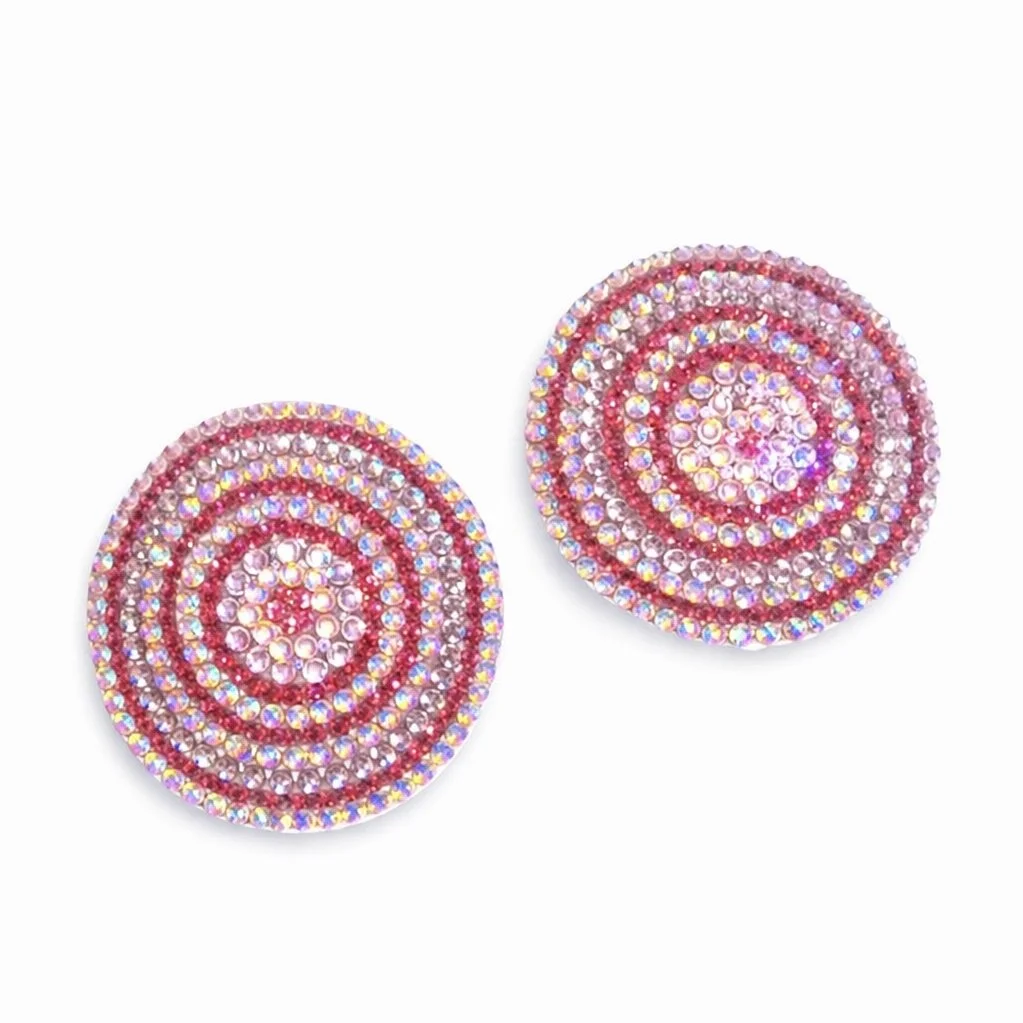 Rose Pink & Luminous Pink Circles Crystal Pasties