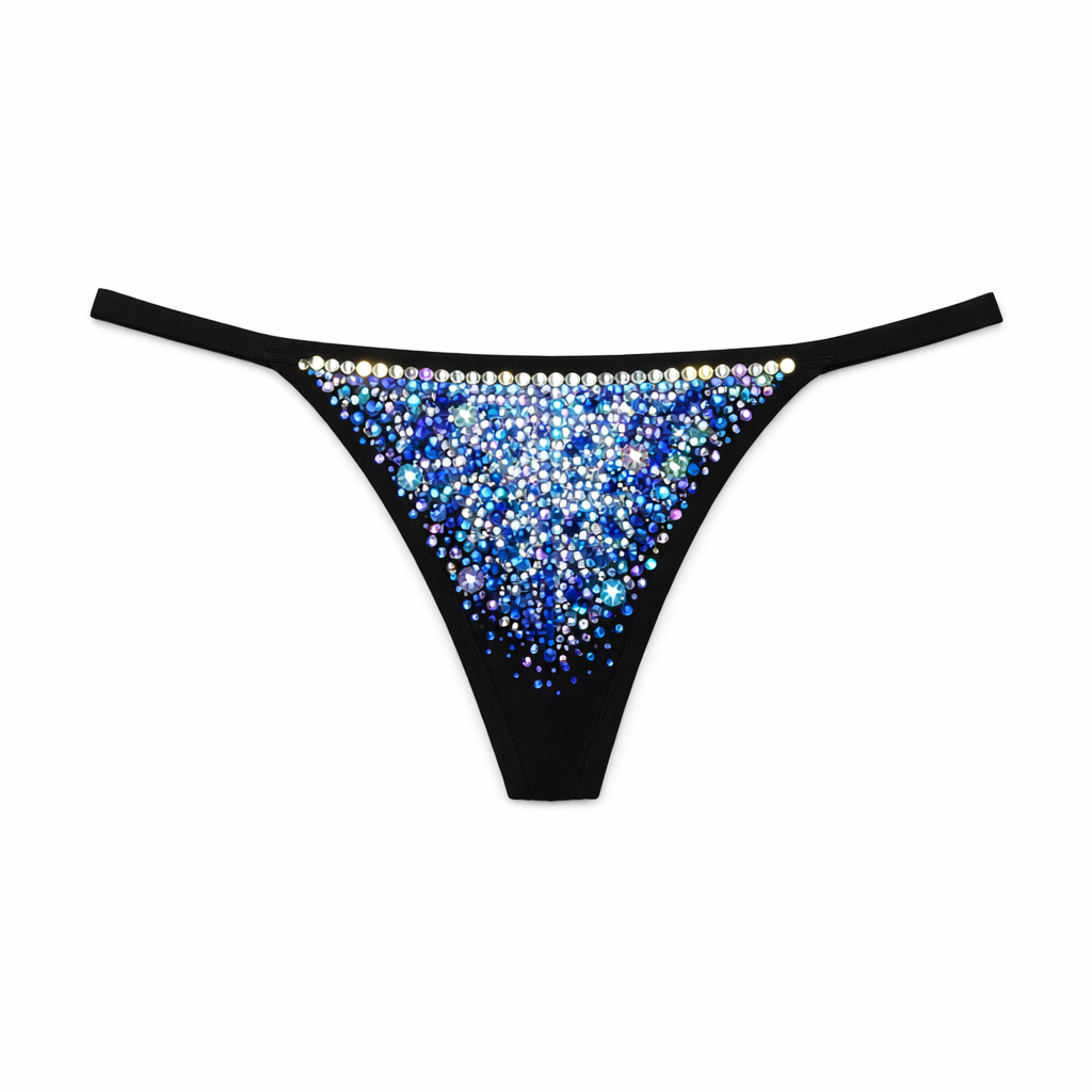 Sapphire Blue AB Iridescent Pearls & Crystal Pantie