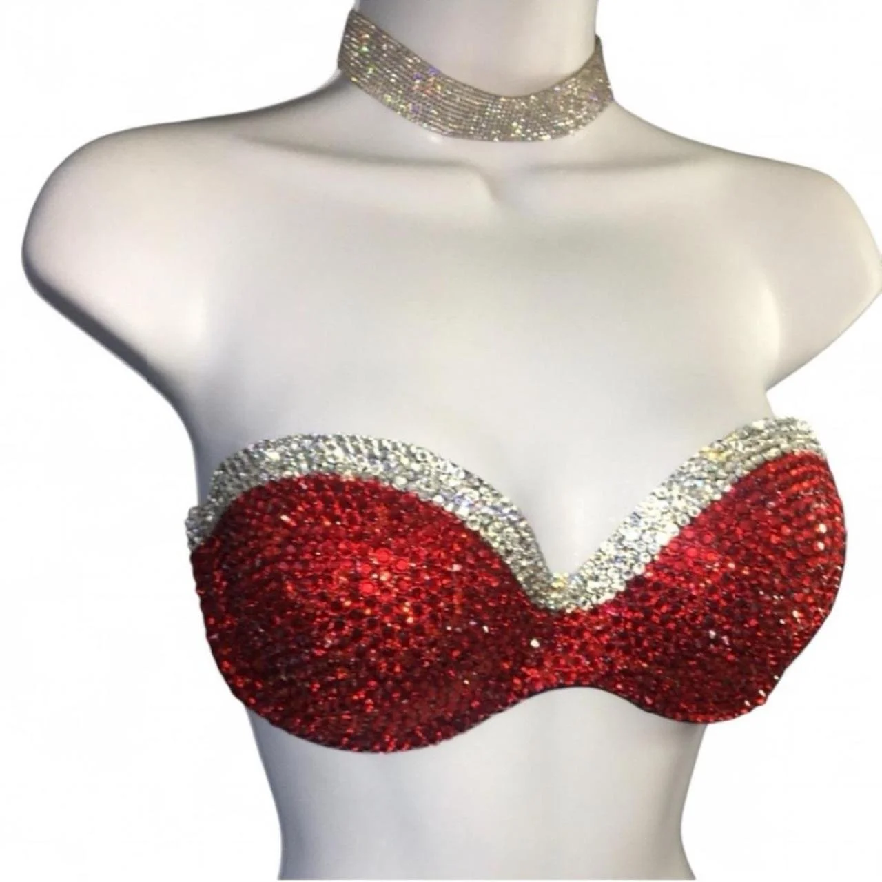 Siam Red & Crystal Diamond Bra Top