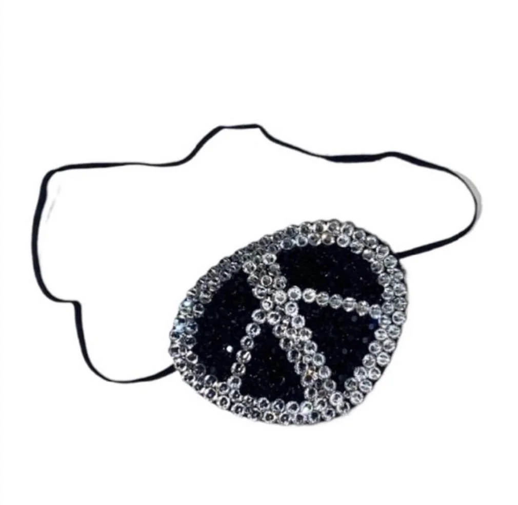 Jet Black & Crystal Peace Sign Fancy Eye Patch