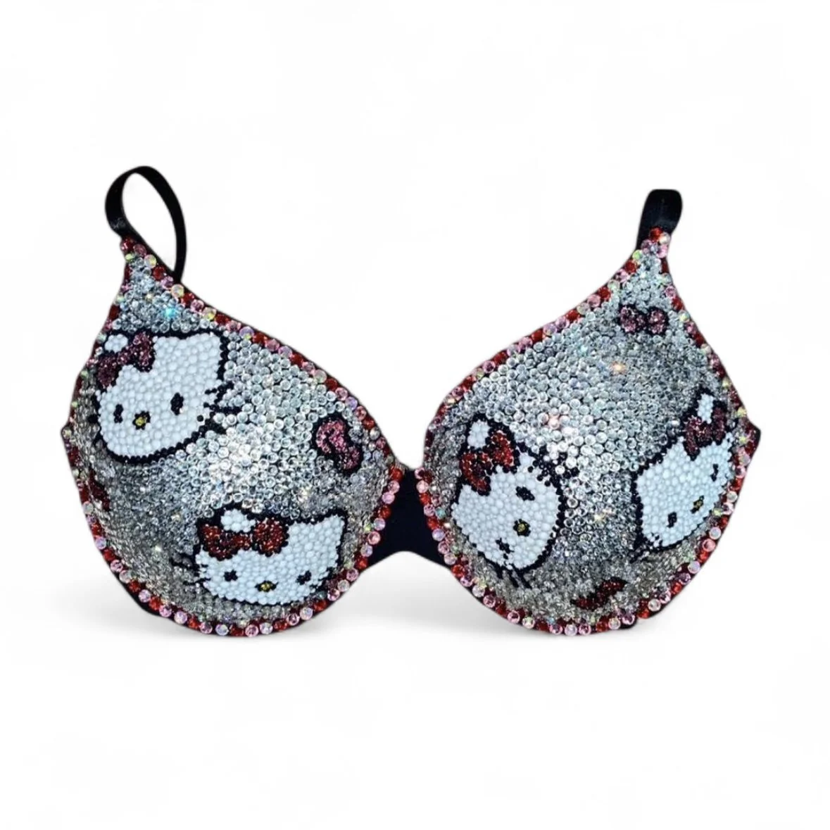 Crystal White & Pink Y2K Design Crystal Bra Top