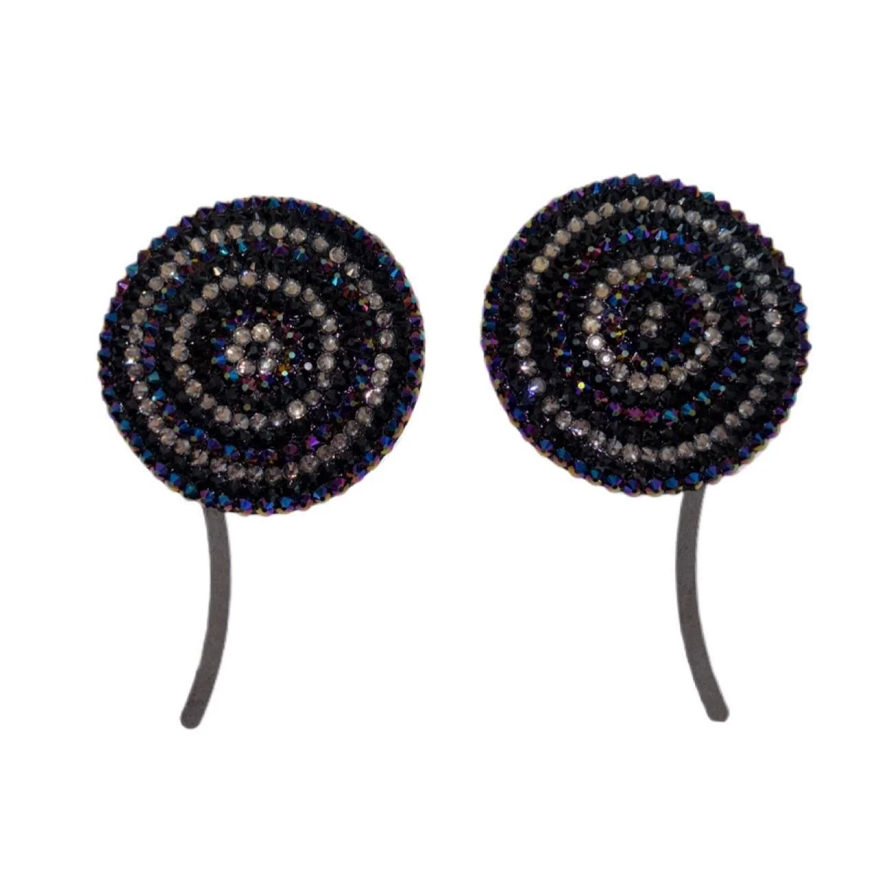 Jet Black & Black Diamond Iridescent Swirl Crystal Pasties