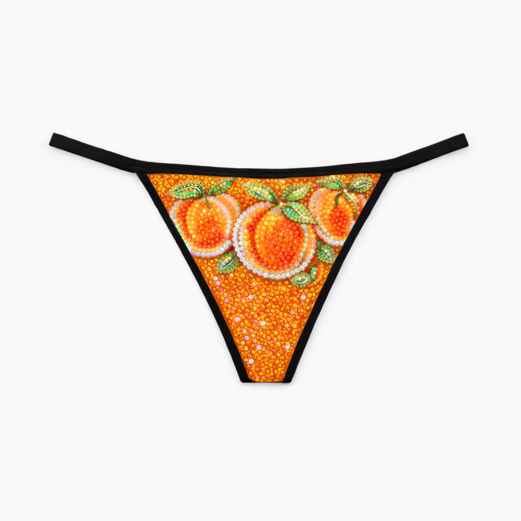 Orange & Green Peaches Crystal Pantie