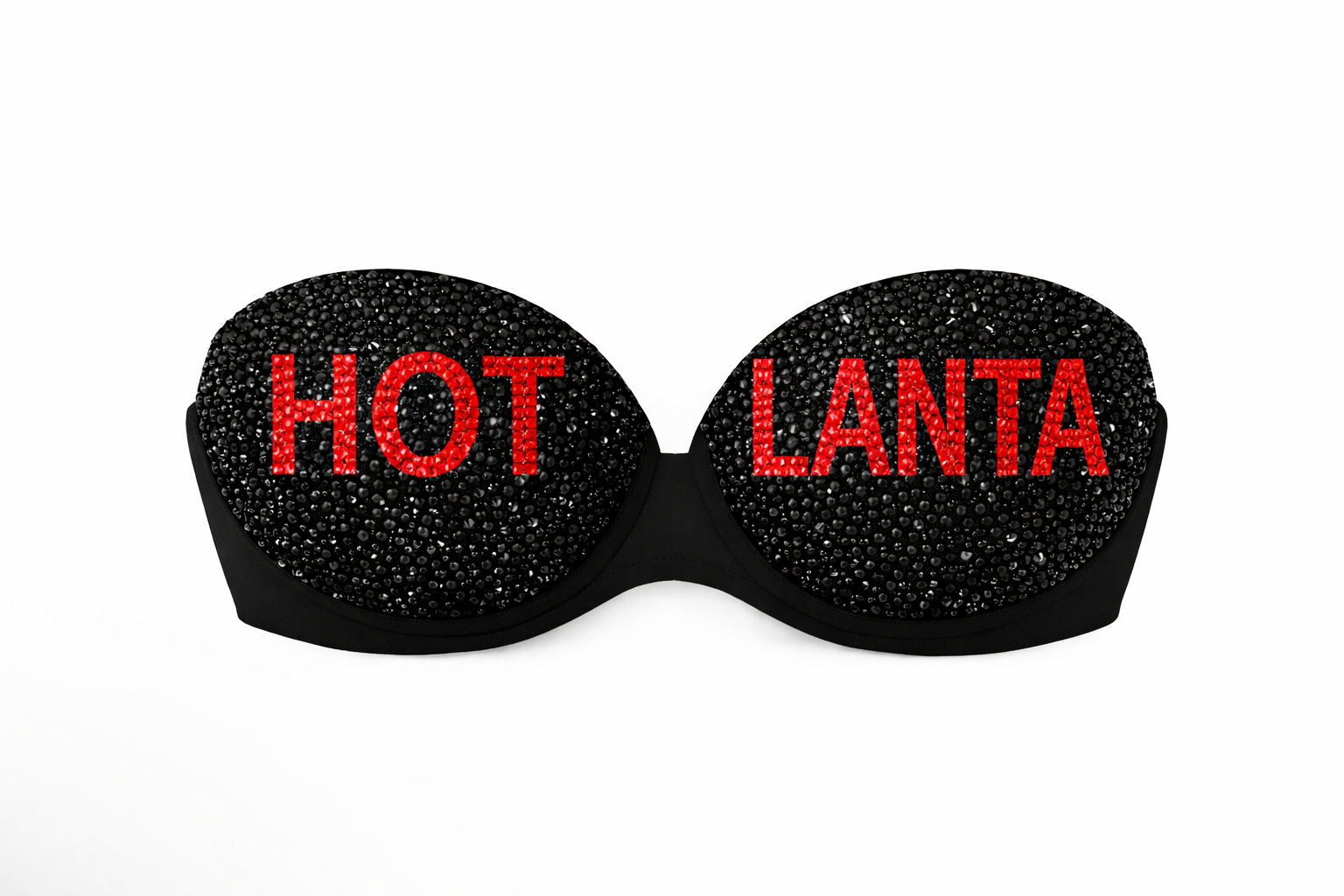 Jet Black & Siam Red Crystal HOTLanta Design Bra Top