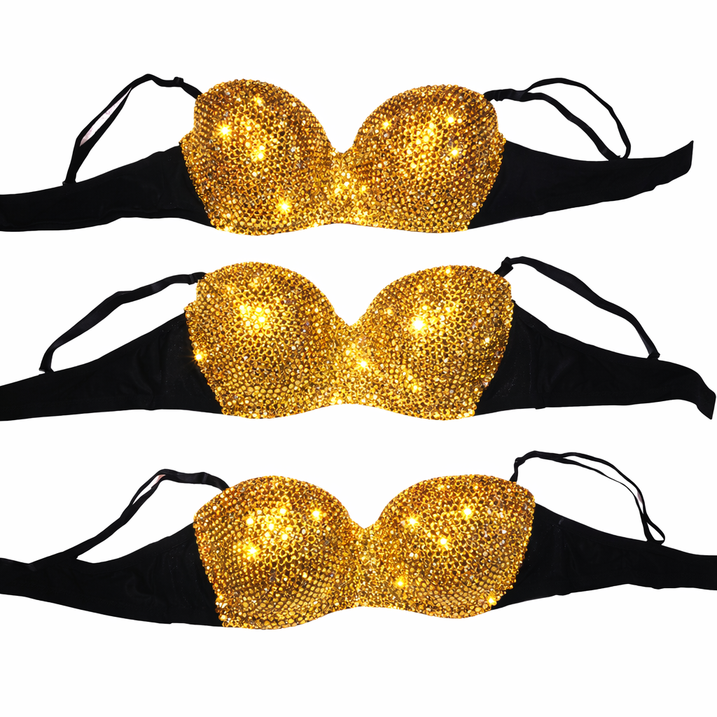 Topaz Gold Rhinestone Crystal Bralet Top