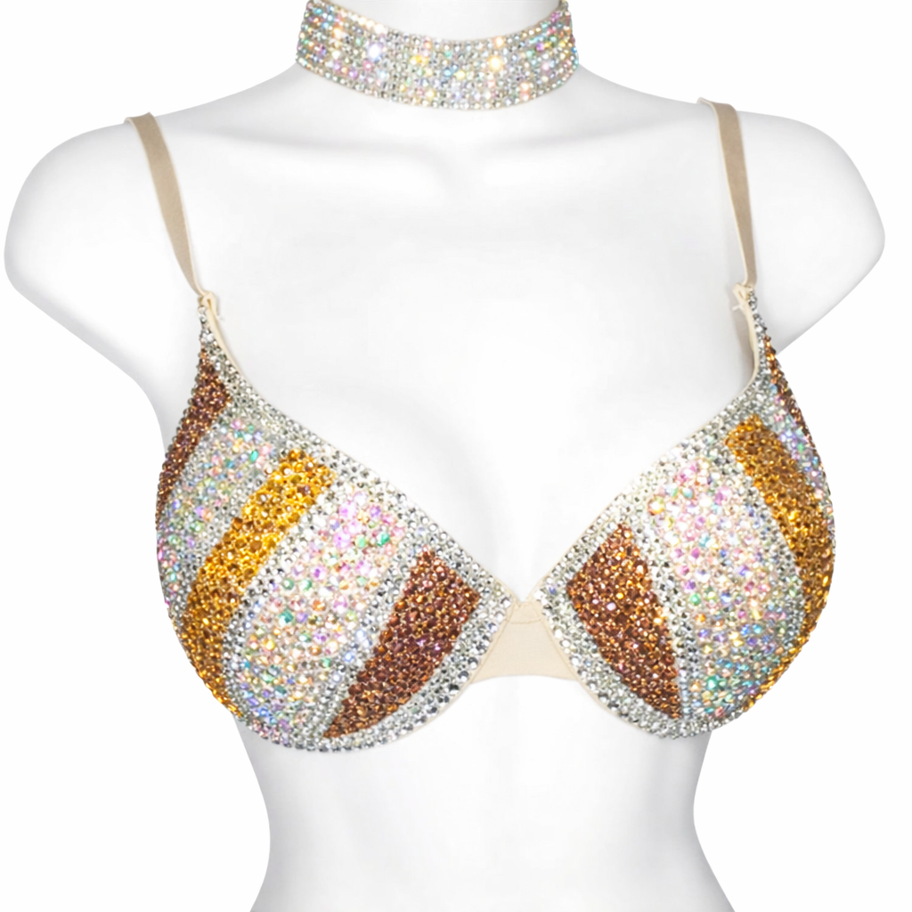 Gold AB & Crystal Pinstripe Bra Top