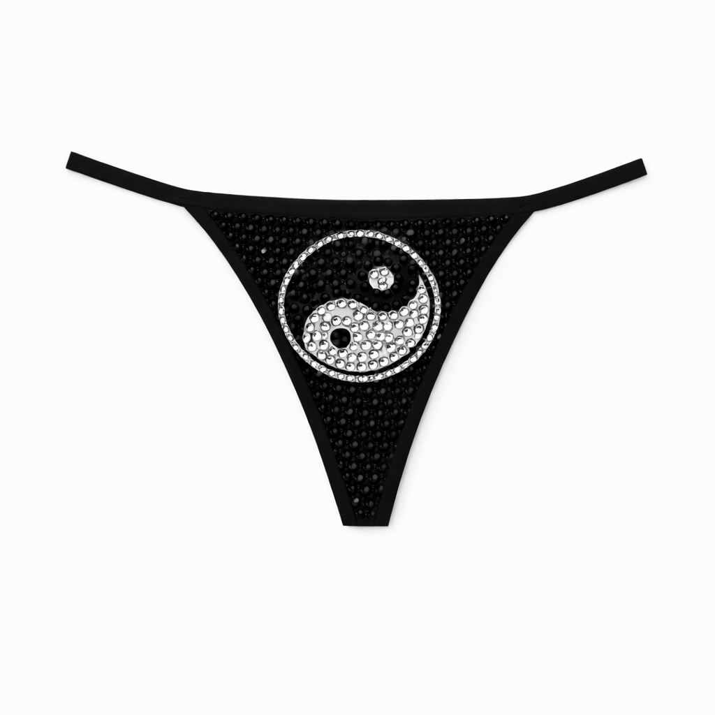 Jet Black & Crystal Ying Yang Theme Pantie