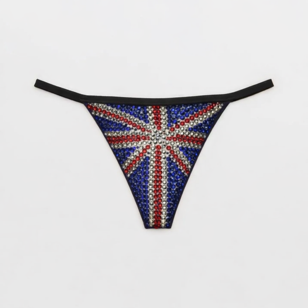 Siam Red Sapphire Blue & Crystal UK Flag Pantie